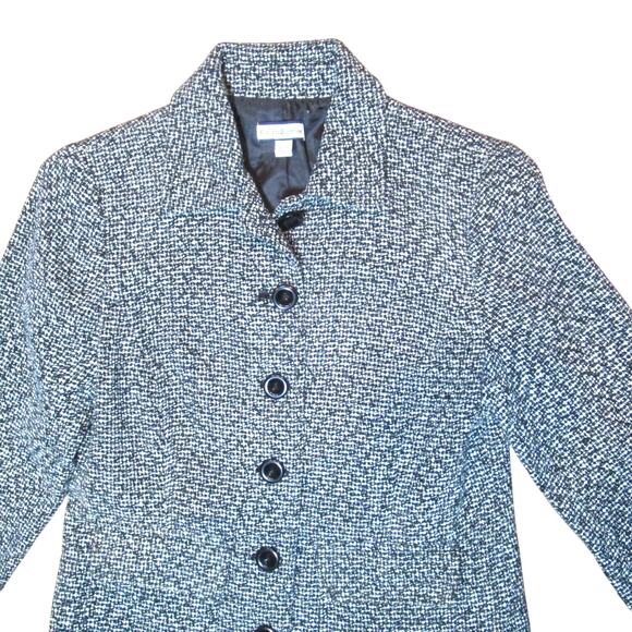 Croft & Barrow Women's Black and White Tweed Coat Lined Size Small Vintage 1973 - Picture 3 of 7